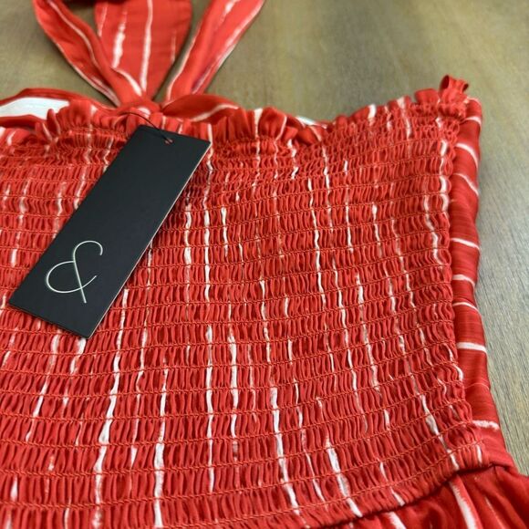 Sachin & Babi Casual Georgette Midi‎ Dress Size 4 Halter Smocked Back - Picture 16 of 16